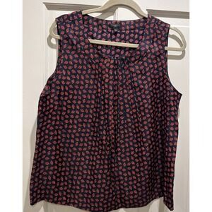 Talbots Tank Top Womens Navy Ladybugs 100% Silk Sleeveless Size‎ PL